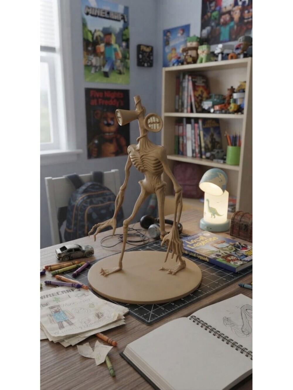 3D Printed Sirenhead Statue - PLA - 9 in - Horror
